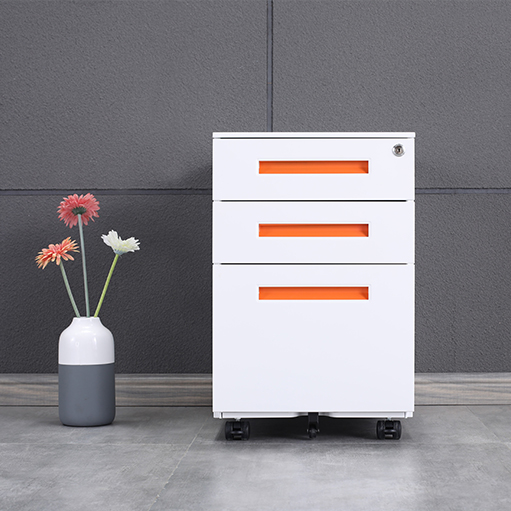 3 Drawer File Cabinet with Lock, Small Rolling Filing Cabinet Under Desk, Steel Office Drawers Fits Letter/Legal/A4 Size Folders, OEM Color