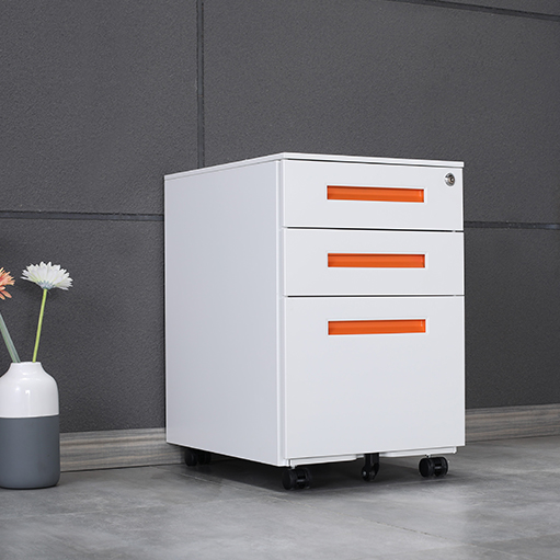 3 Drawer File Cabinet with Lock, Small Rolling Filing Cabinet Under Desk, Steel Office Drawers Fits Letter/Legal/A4 Size Folders, OEM Color