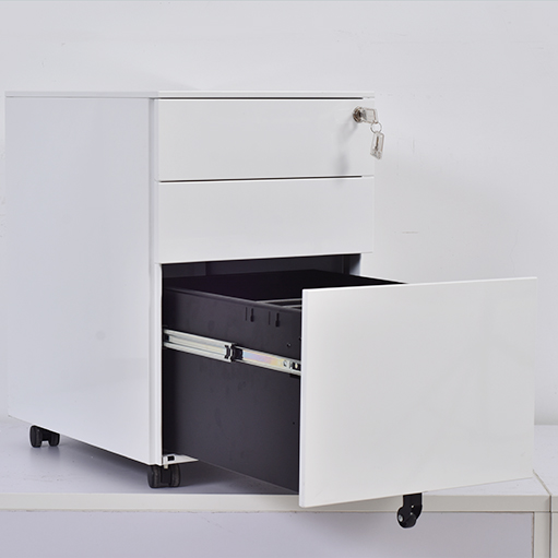3 Drawer Movable Pedestals in White for Office Kitchen, Bathroom, Laundry Room