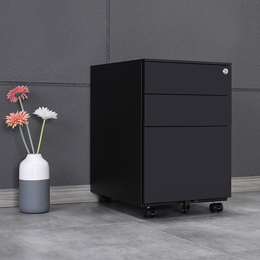 3 Drawer Mobile Cabinet in black with wheels
