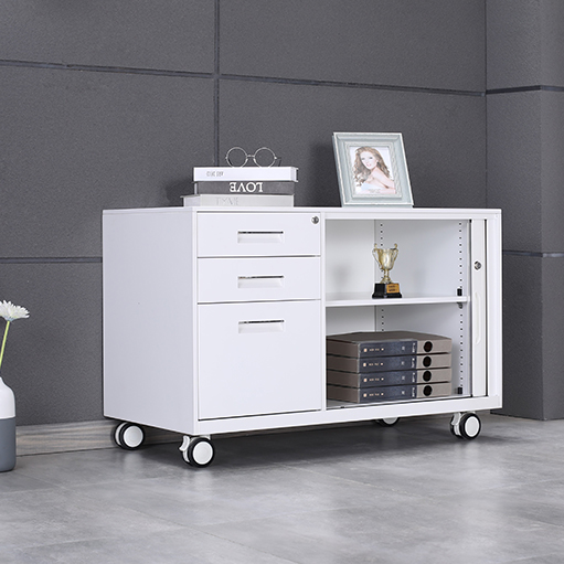Multifunction Steel File Cabinet Rolling Printer Stand with 3 Drawers, Moble Filing Cabinet fits A4 or Letter Size for Home Office