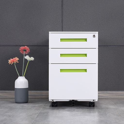 3 Drawer File Cabinet with Lock, Small Rolling Filing Cabinet Under Desk, Steel Office Drawers Fits Letter/Legal/A4 Size Folders, OEM Color