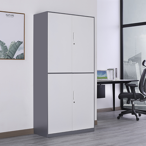 Metal 4 Door Cupboard with Locking Doors and Adjustable Shelf for Home Office
