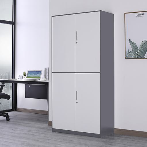 Metal 4 Door Cupboard with Locking Doors and Adjustable Shelf for Home Office