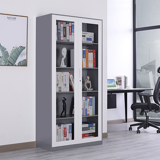 High Steel Swing Glass Door Cabinet Home Bookshelf Cabinet Study Cabinet Office Cabinet Metal Cabinet High Cabinet High Steel Glass Cabinet