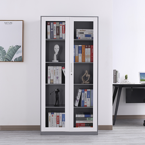 High Steel Swing Glass Door Cabinet Home Bookshelf Cabinet Study Cabinet Office Cabinet Metal Cabinet High Cabinet High Steel Glass Cabinet