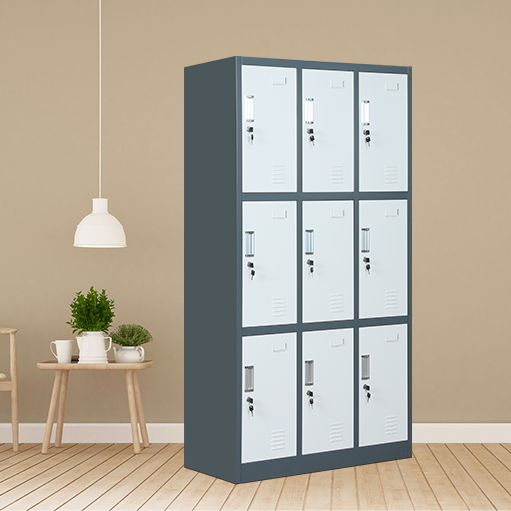 9 Doors Metal Storage Cabinet with Card Slot, Organizer,Shoes and Bags Steel Locker for Office, Home, Bank, School, Gym