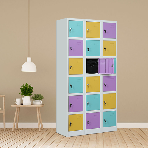 18 Door Metal Locker School Clothing Locker Gym Spa Locker Steel Wardrobe