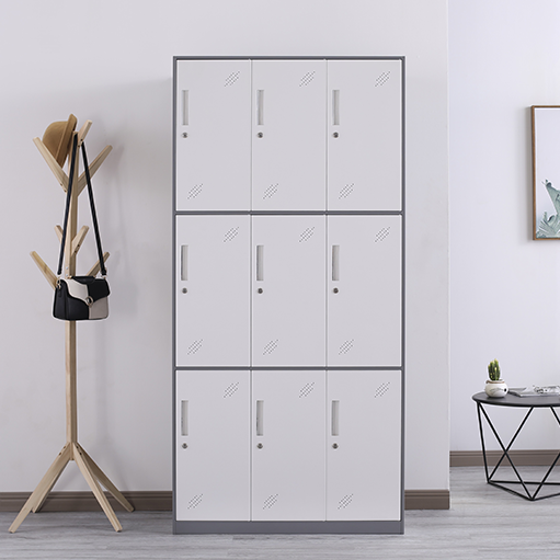 9 Doors Metal Locker Steel Wardrobe Clothing Locker Cabinet School Employee Staff Worker Storage Gym Changing Room