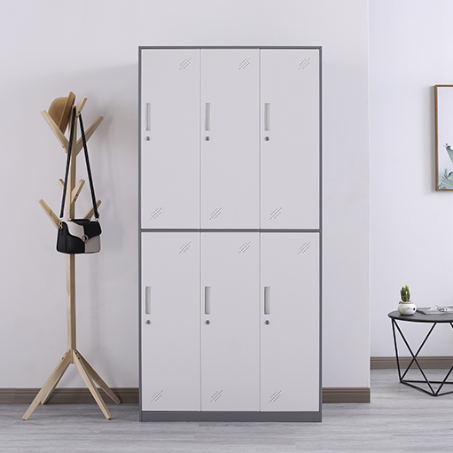 6 Doors Steel Locker Metal Wardrobe  Cabinet Gym School Storage Cheap Price Durable Locker