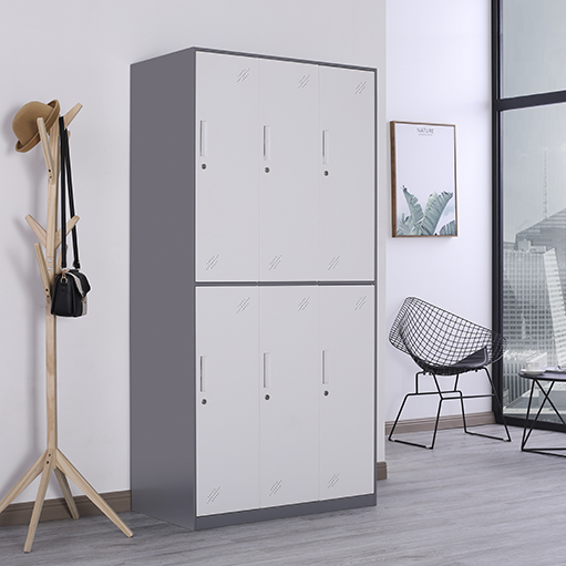 6 Doors Steel Locker Metal Wardrobe  Cabinet Gym School Storage Cheap Price Durable Locker