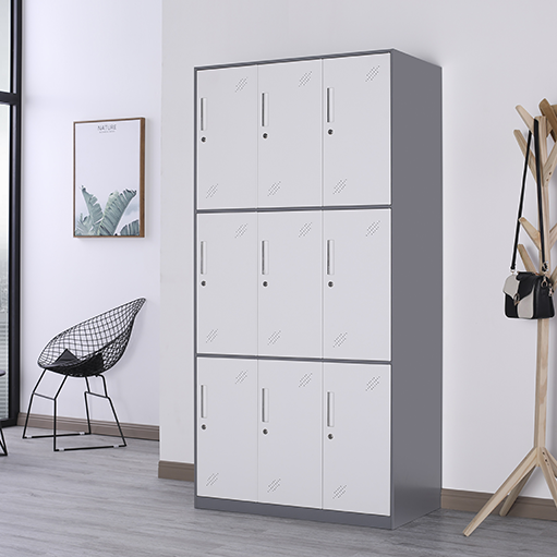 9 Doors Metal Locker Steel Wardrobe Clothing Locker Cabinet School Employee Staff Worker Storage Gym Changing Room