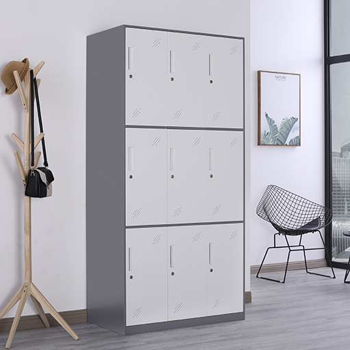 9 Doors Metal Locker Steel Wardrobe Clothing Locker Cabinet School Employee Staff Worker Storage Gym Changing Room