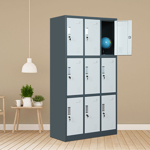 9 Doors Metal Storage Cabinet with Card Slot, Organizer,Shoes and Bags Steel Locker for Office, Home, Bank, School, Gym