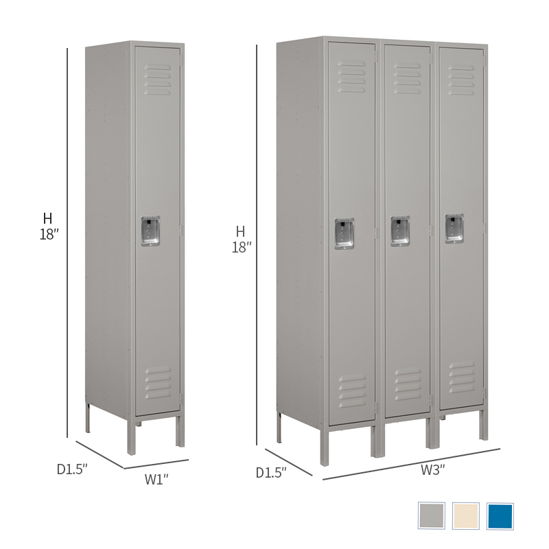 Standard Metal Locker for Employees, Lockable Metal Cabinet with Lock and Ventilation, Office School Gym