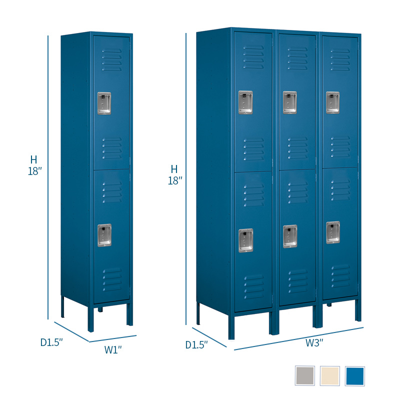 Standard Metal Locker for Employees, Lockable Metal Cabinet with Lock and Ventilation, Office School Gym