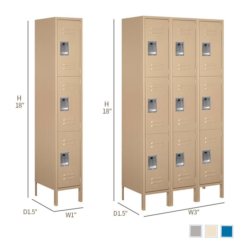 Standard Metal Locker for Employees, Lockable Metal Cabinet with Lock and Ventilation, Office School Gym