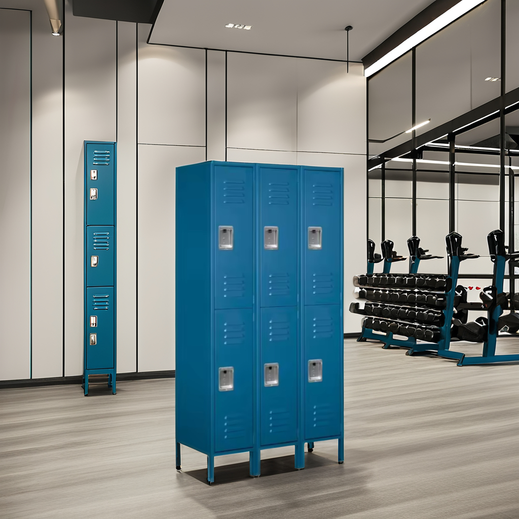 Standard Metal Locker for Employees, Lockable Metal Cabinet with Lock and Ventilation, Office School Gym